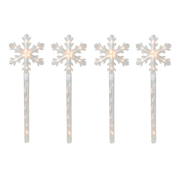 Shop Set Of 4 Lighted Snowflake Christmas Pathway Marker Lawn