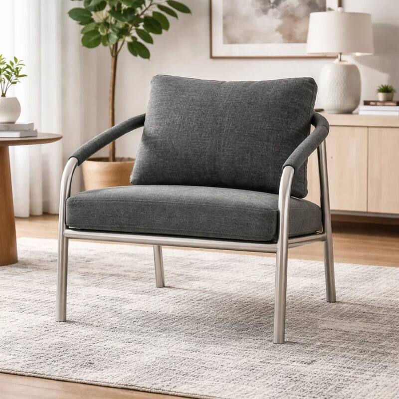 Phil 32 Inch Armchair, Slate Gray Rope Accent, Fade Resistant Cushions