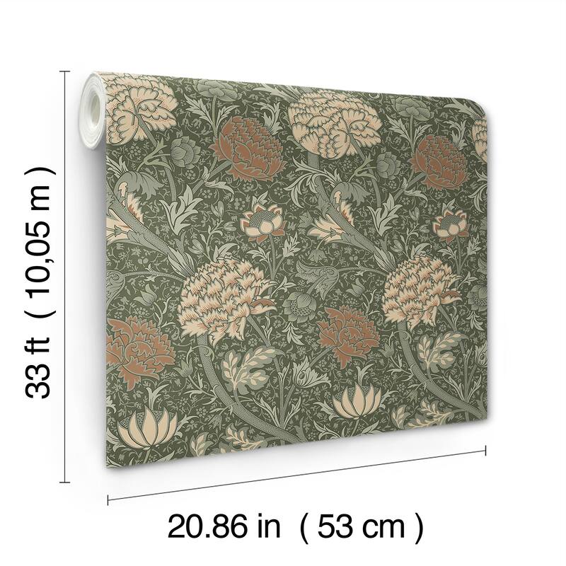 A-Street Prints Cray Sea Green Floral Trail Wallpaper