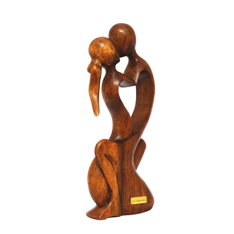 12" Wooden Handmade Abstract Sculpture Statue Handcrafted "Endless Love" Gift Home Decor Figurine Decoration Hand Carved