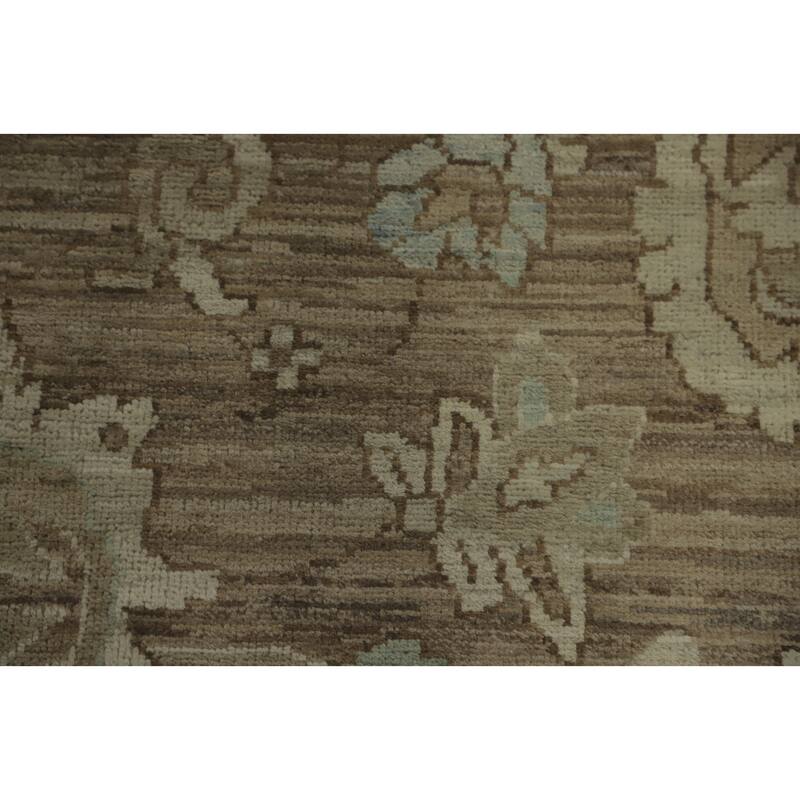 Hand Knotted Oriental 100% Wool Carpet Transitional All-Over Brown Oushak Area Rug - 10' 0'' X 7' 9''