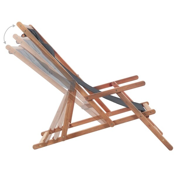vidaXL Folding Beach Chair Fabric and Wooden Frame Gray 44.1