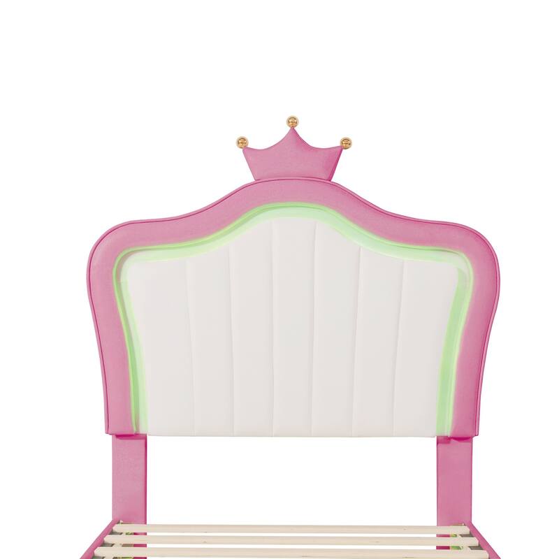 Modern Upholstered Princess Bed with Crown Headboard