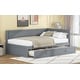 preview thumbnail 6 of 13, Twin Size Wood Daybed with Trundle and Guardrail, Solid Pine Frame, No Box Spring Required, Vintage Style for Bedroom, Grey