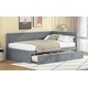 preview thumbnail 6 of 13, Twin Wood Daybed with Trundle, Guardrail, Grey, Vintage Style, No Box Spring Needed