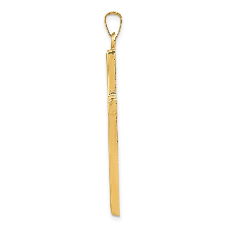 Curata 14k Yellow Gold 18" Polished Hollow Cross Pendant Necklace - 42.9x22.9mm