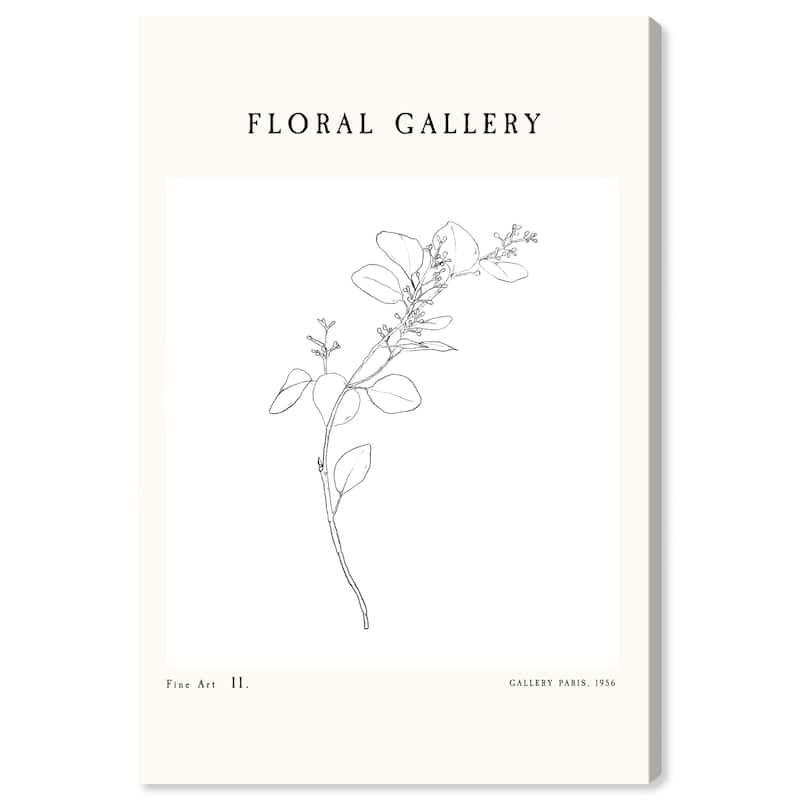 Wynwood Studio Canvas Advertising Floral Gallery Art Piece II Black and Cream White Modern & Contemporary Wall Art Canvas Print