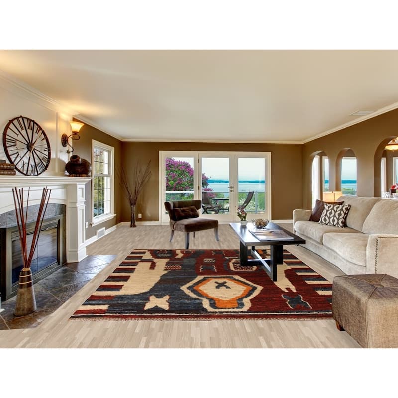 Tribal Geometric Moroccan Wool Area Rug Hand-knotted Oriental Carpet - 8'2" x 10'3"