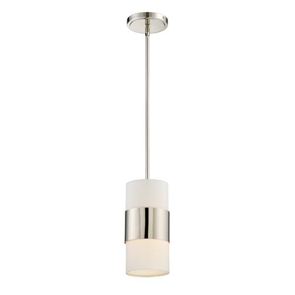slide 2 of 6, Libby Langdon for Crystorama Grayson 1 Light Polished Nickel Pendant - 6'' W x 19'' H