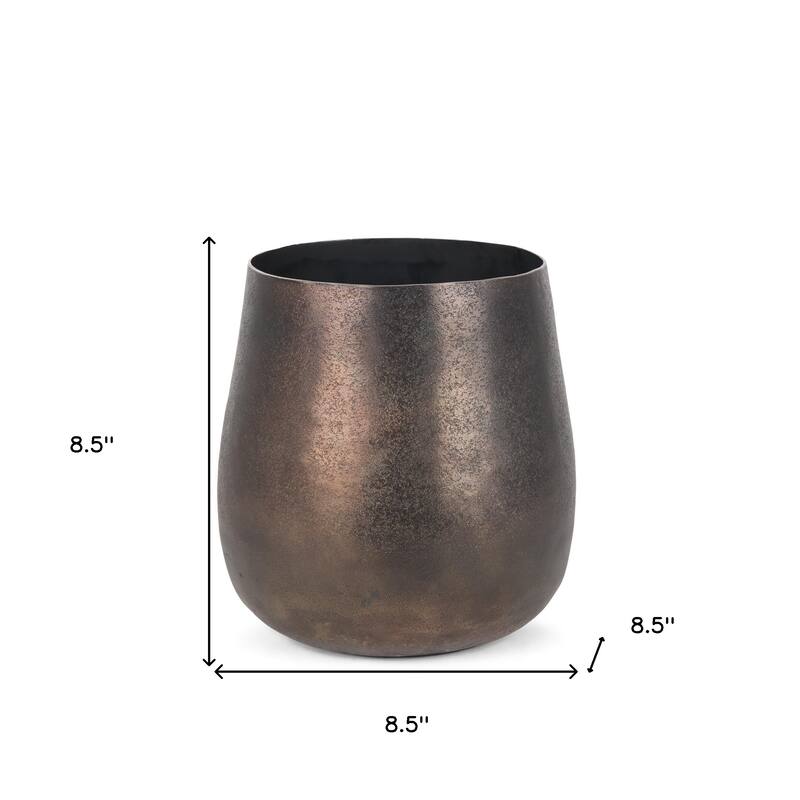 9" Antiqued Gold Aluminum Cylinder Table Vase - 8.50