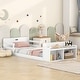 preview thumbnail 3 of 8, Twin Floor Bed with Guardrail and Storage Footboard, White