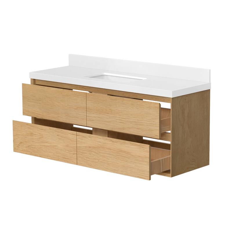 Sylphar 48 in. Toffee Oak Bath Vanity with Undermount Sink, 3 Top Options