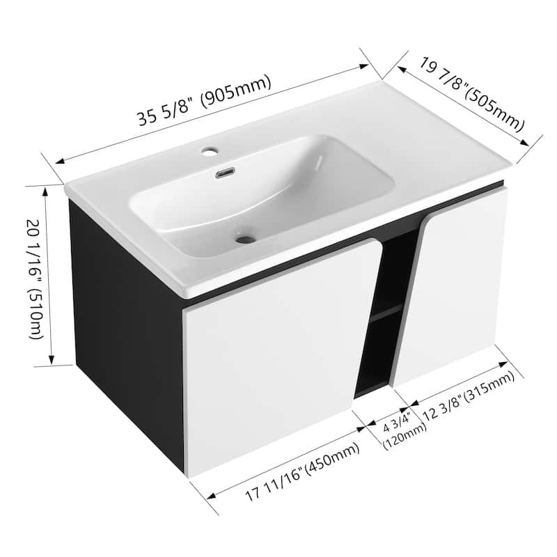 Bathroom Vanity With Sink In 32/36/40/84/76/92 Inch, Floating Bathroom Vanity With Soft Close Door
