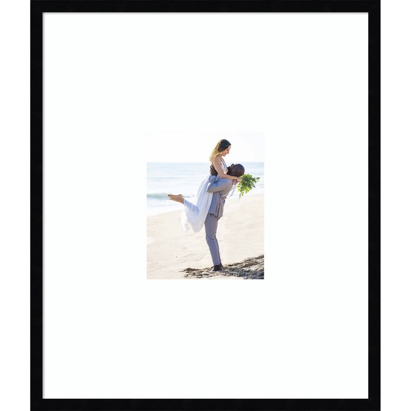 Svelte Clay Grey Framed Picture Frame, Photo Frame - 22x26 Matted White 8x10 - Svelte Noir Black
