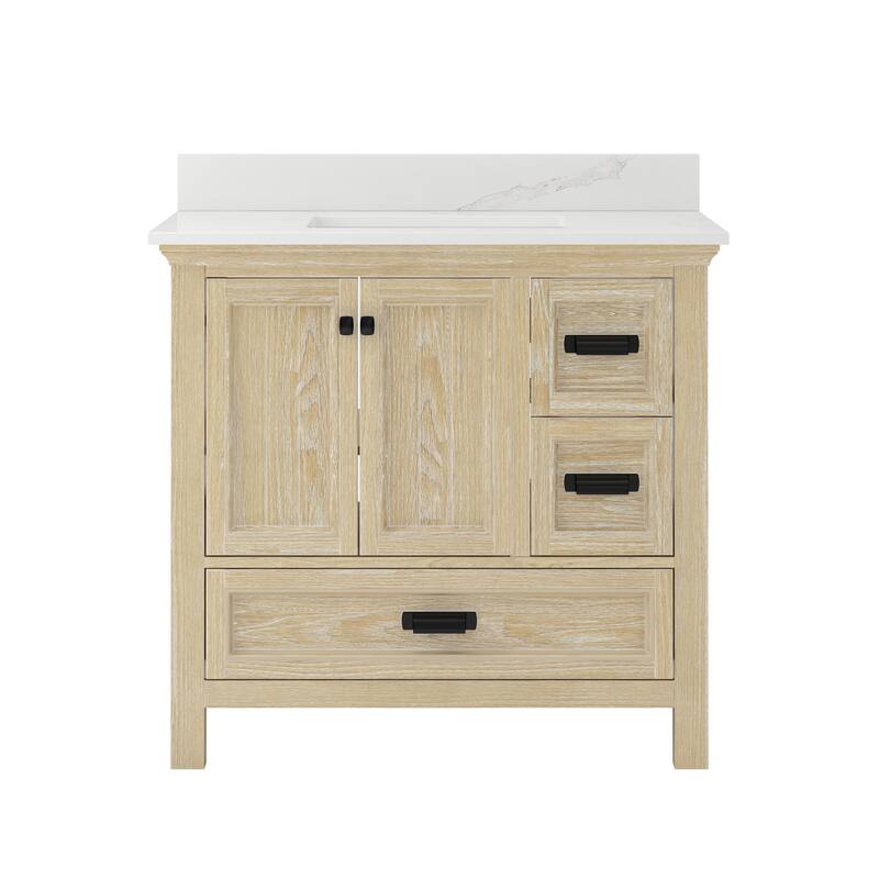 CRAFT + MAIN BAVT3722D-QCB1 Brantley 36" Free Standing Single Basin - Winter Oak
