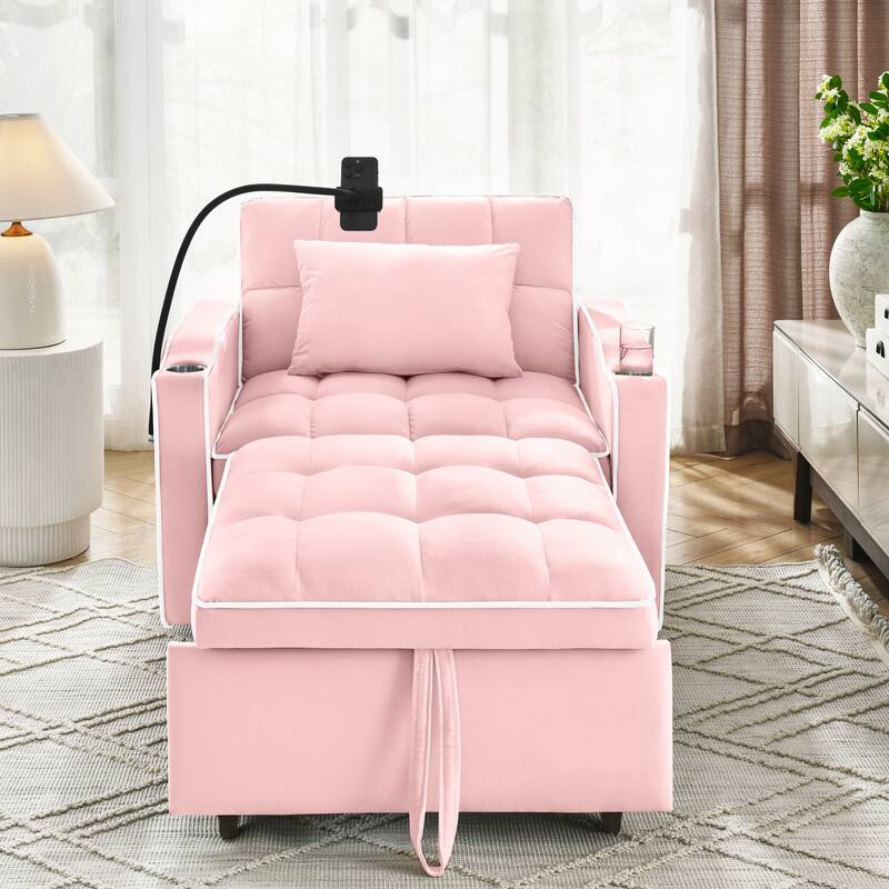 Anmytek 3-in-1 Convertible Sleeper Chair Sofa Bed with Multi-Pockets - Folding Sofa Bed