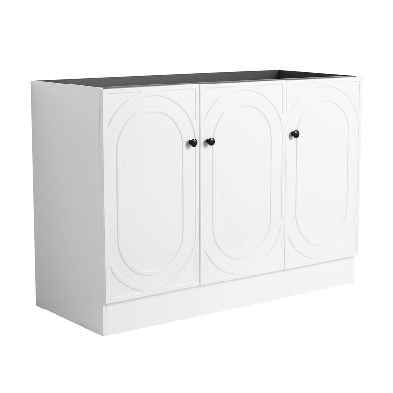 Modern 48 Inch Freestanding Bathroom Vanity Base without Sink, Storage Cabinet with Soft-Close Doors and Adjustable Shelves