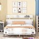 preview thumbnail 18 of 32, Wood Car-Shaped Platform Bed w/ Headboard & Footboard Storage Shelves Full - White