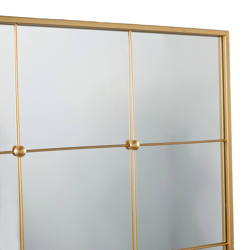 CosmoLiving by Cosmopolitan Gold Metal Window Pane Inspired Room Wall Mirror