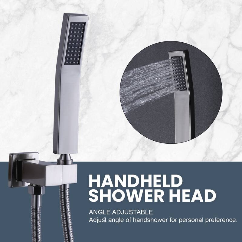 WOWOW 10 in. Square Shower Head 2-Spray Shower Faucet with Single Handle - 10 in.