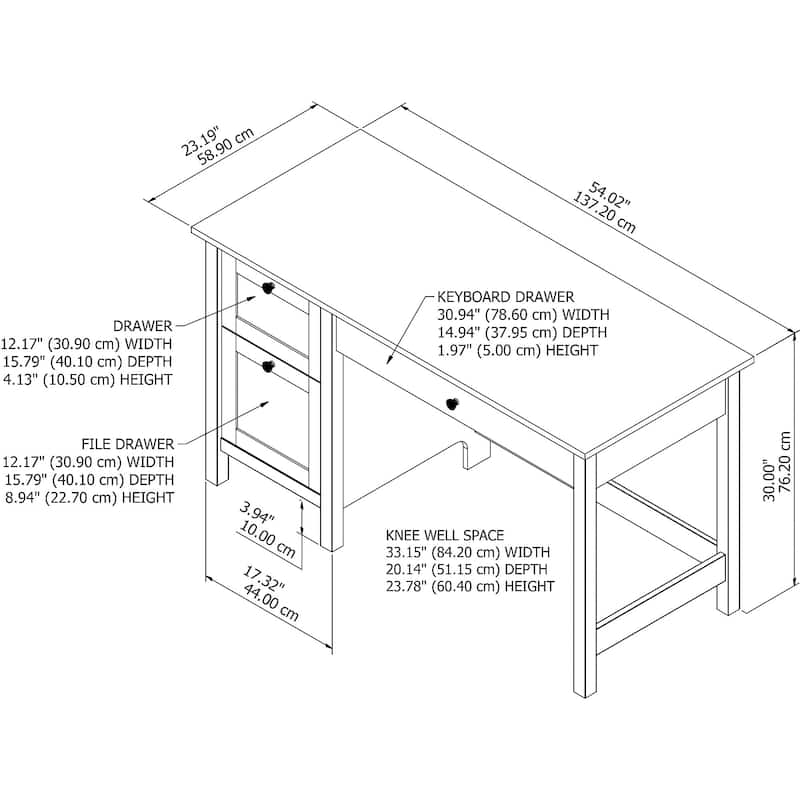 Mayfield 54W Computer Desk with Drawers by Bush Furniture