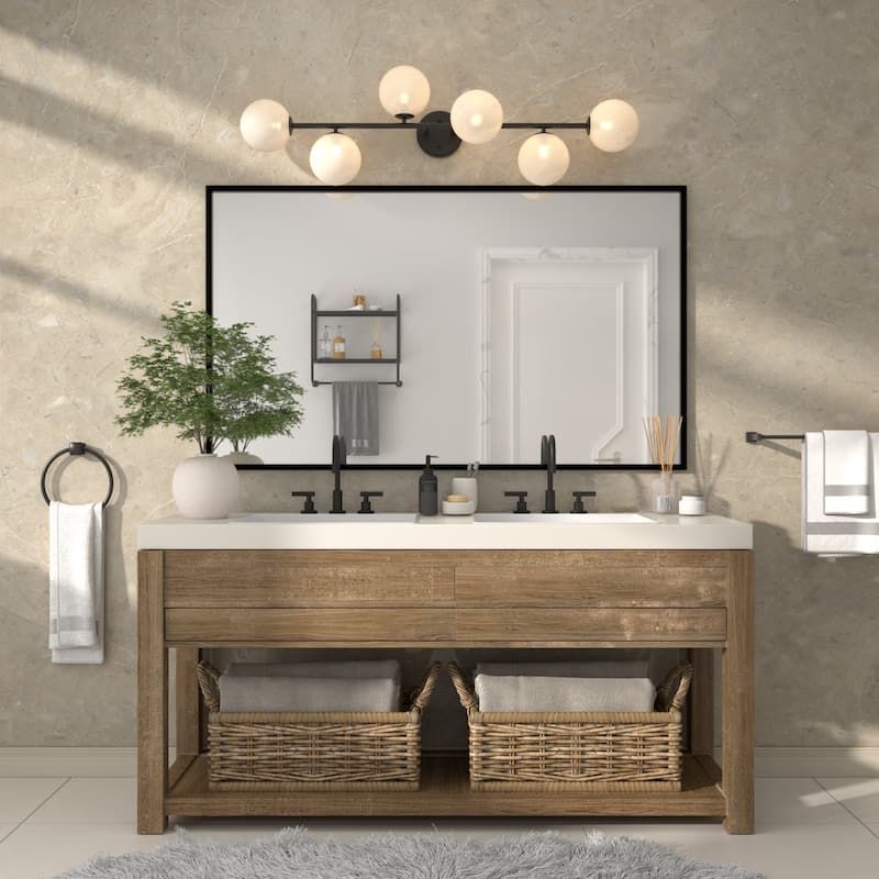 Acroma 6-Light Black Vanity Light with Globe Shades