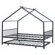 preview thumbnail 25 of 28, Full Size Metal House Bed with Twin Size Trundle