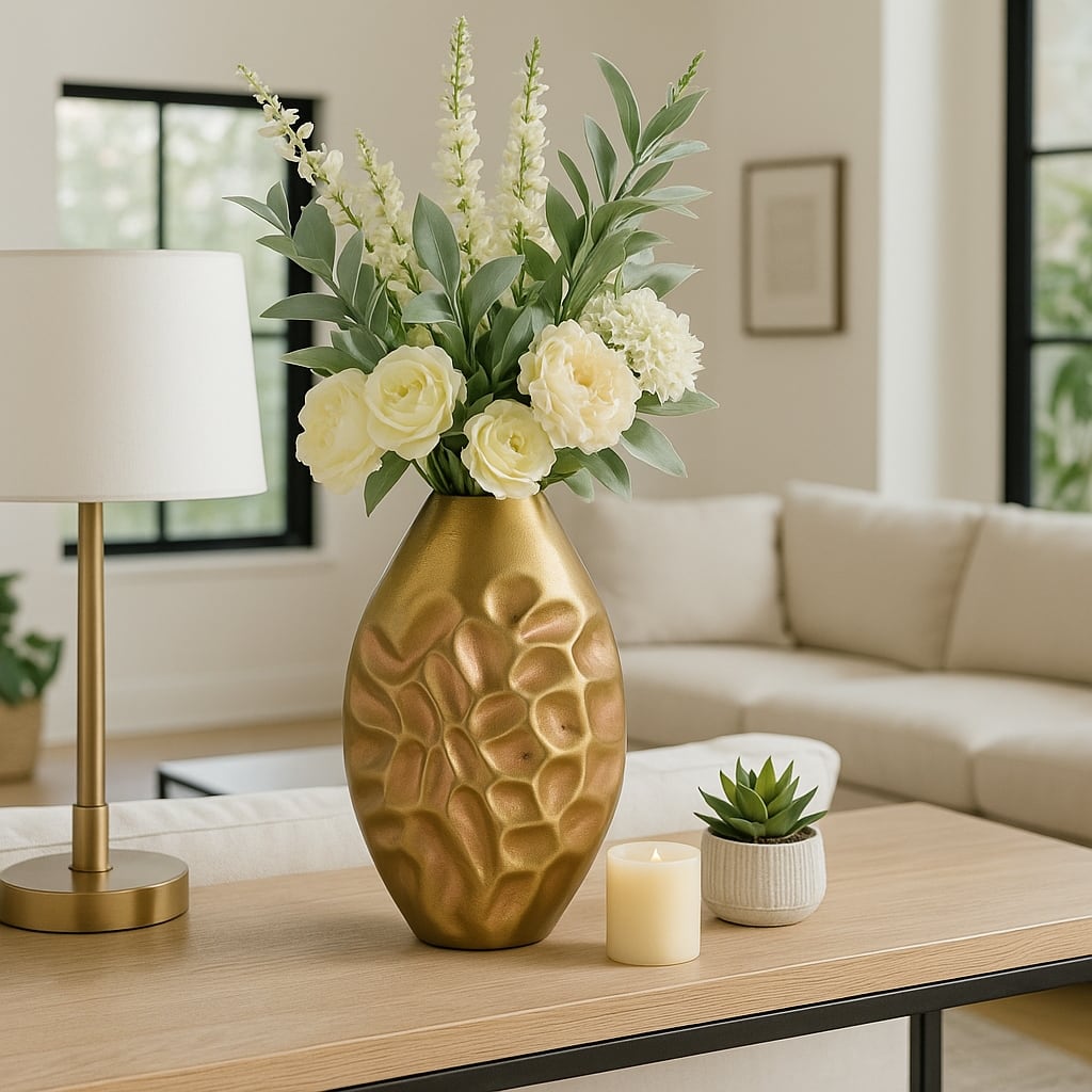 Metal Cartwright Hammered Textured Vase - Bronze