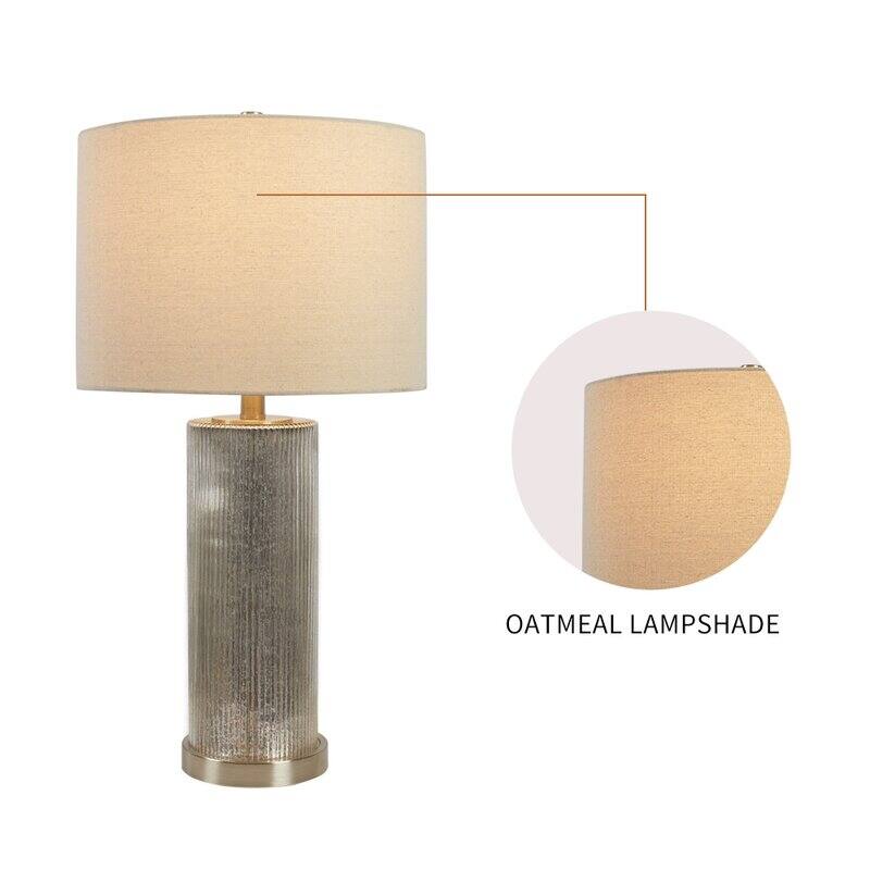 26.25" Silver Chrome Table Lamp Set with USB (Set of 2)