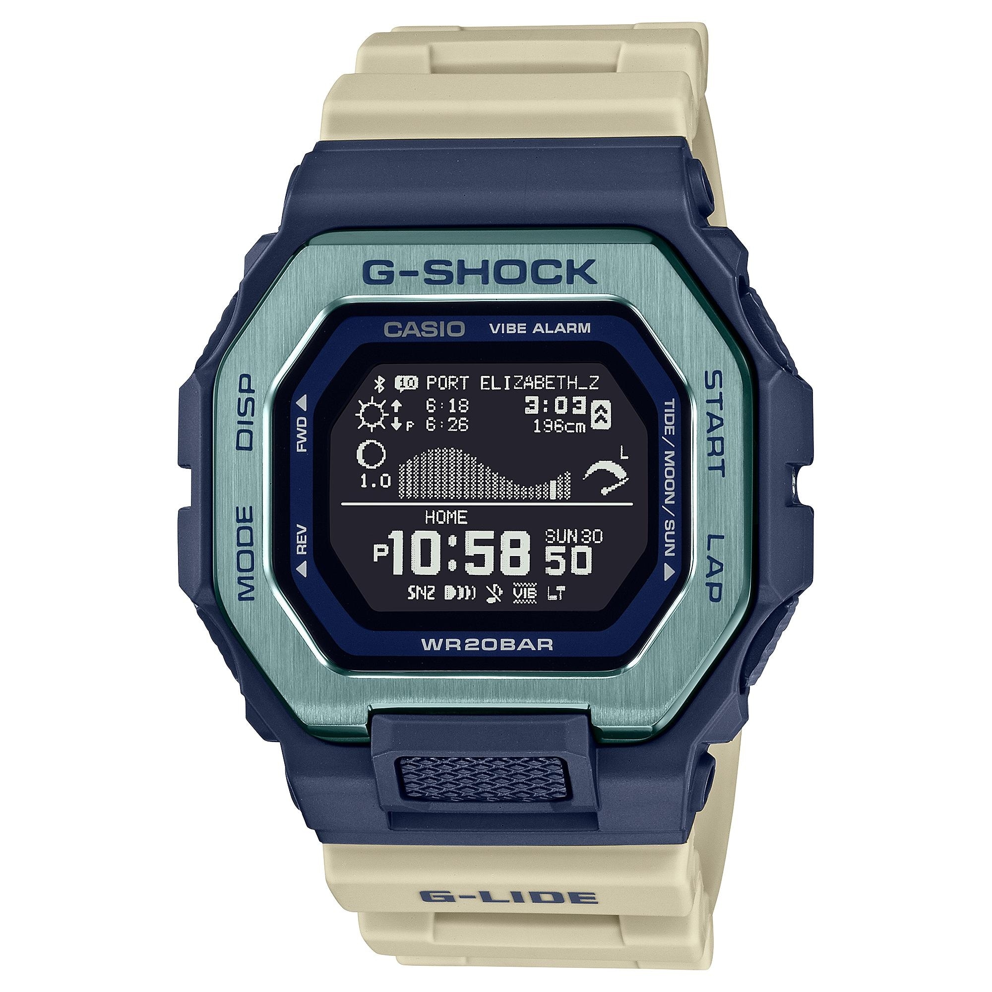 Casio GBX-100TT-2 Men's G-Shock G-Lide World Time Digital Watch With Resin Strap