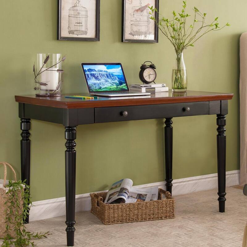 Turned Leg Laptop Desk - Drop Front Keyboard Drawer - Antique Ambiance Writing Table