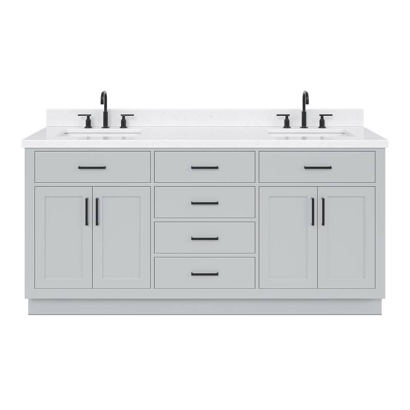 Ariel T072DCQRVO Hepburn 72" Free Standing Double Basin Vanity Set