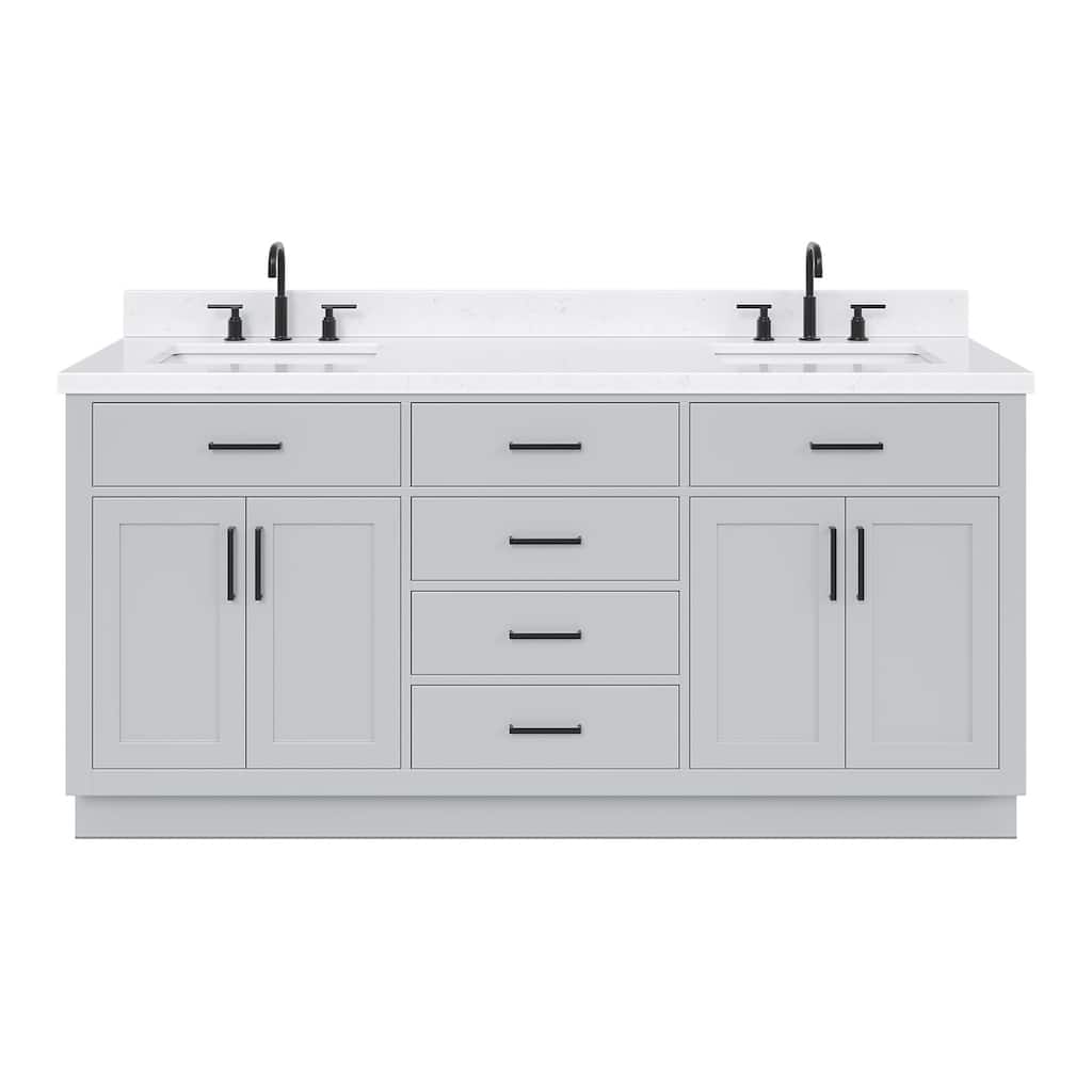Ariel T072DCQRVO Hepburn 72" Free Standing Double Basin Vanity Set