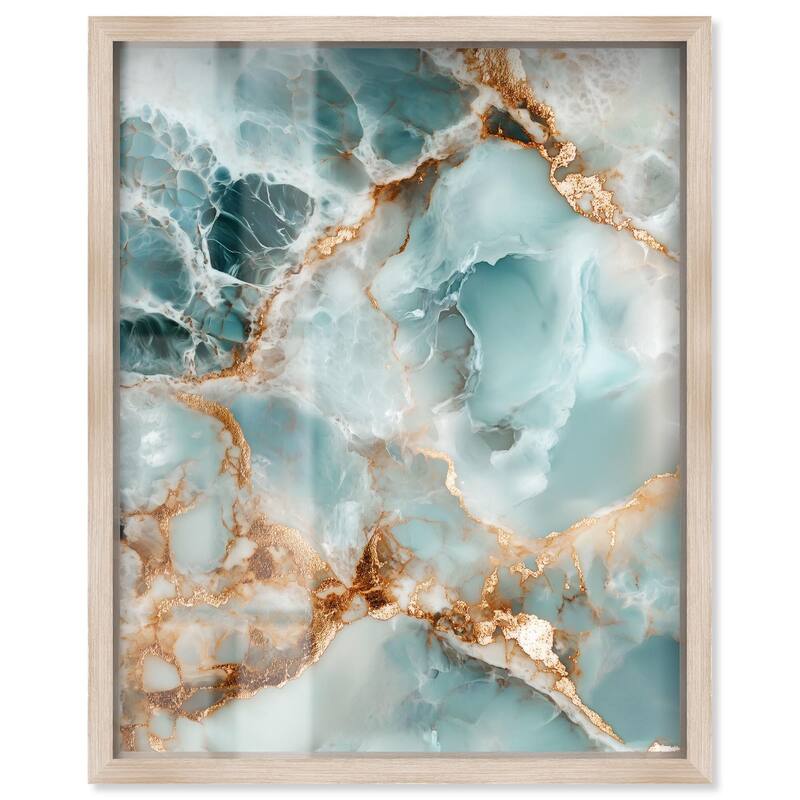 Teal Marble Majesty Shadowbox by Art Remedy - Natural - 30" x 36"