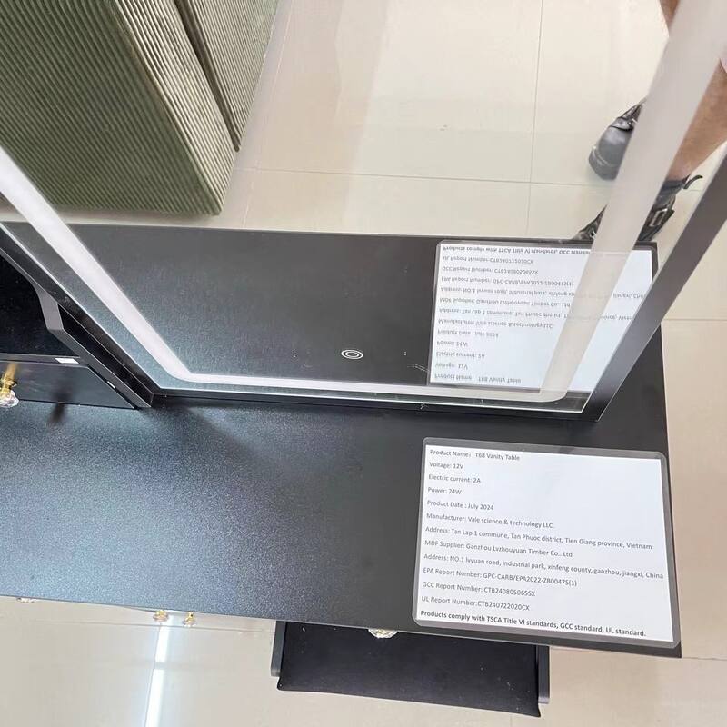 Dressing Table Stool Set with Brightness Adjustable Touch LED Mirror