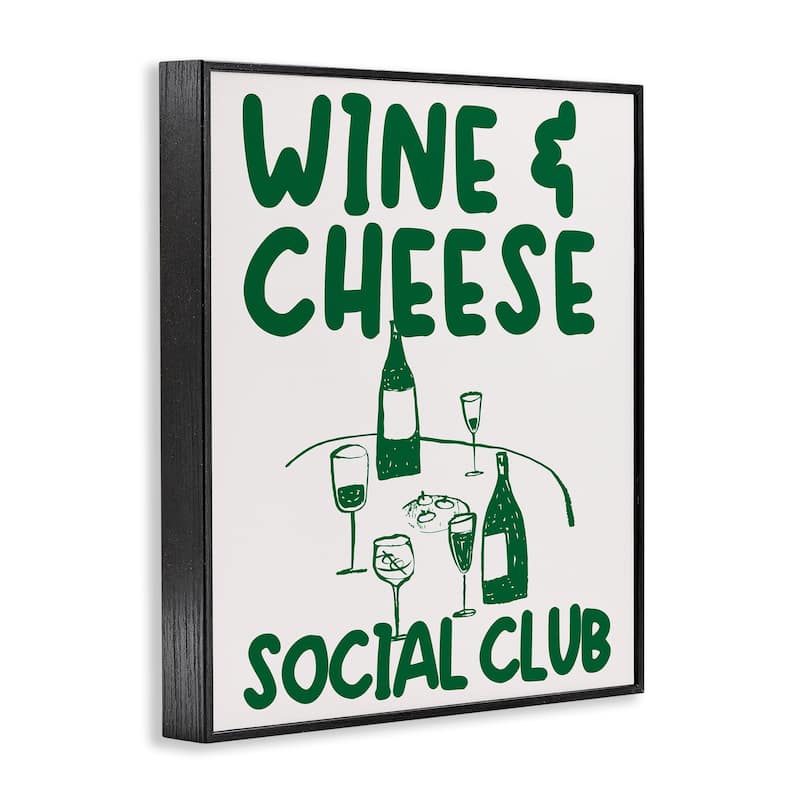 Stupell Wine & Cheese Social Club Framed Giclee Art Design By House of Lulu