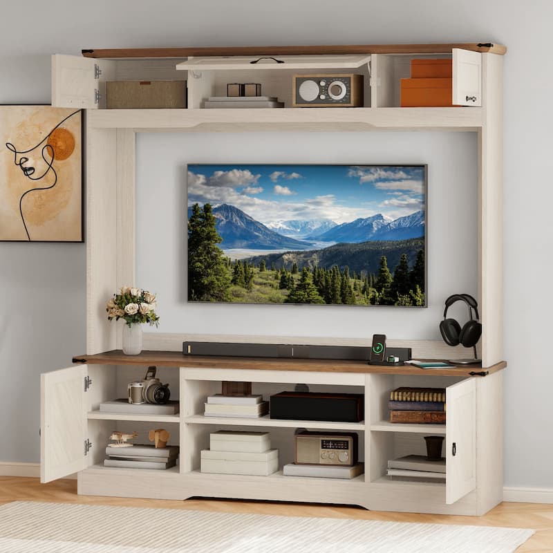 Moasis Vintage TV Stand with Power Outlet for 65" TVs