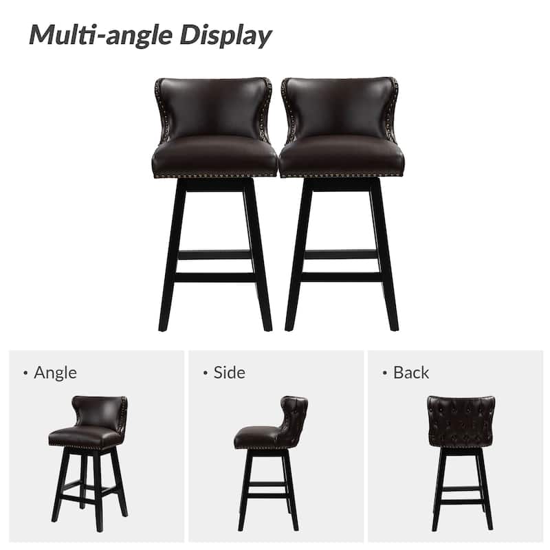 Jordan Traditional Wingback Nailhead Trim Tufted 360-degree Swivel Bar Stool Set of 2 By HULALA HOME - N/A