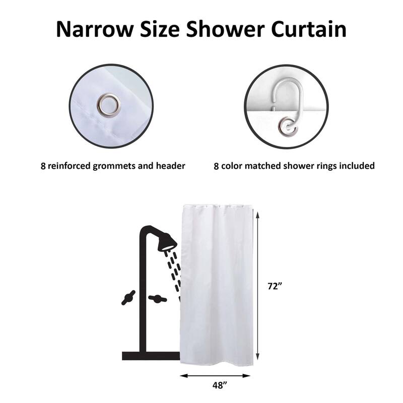Stall Shower Curtain Half Size Polyester 8 Rings 72"L x 48"W