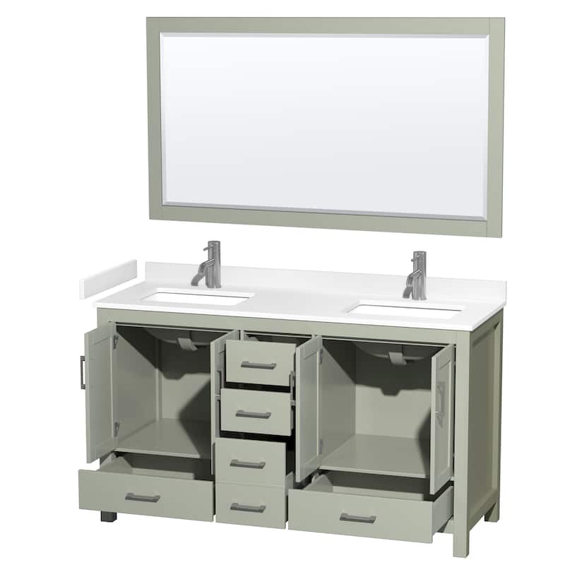 Sheffield Bathroom Vanity Set, Cultured Top, 58-Inch Mirror