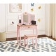 preview thumbnail 1 of 11, UTEX Pretend Play Kids Vanity Table and Chair Vanity Set with Mirror Makeup Dressing Table with Drawer,Play Vanity Set Pink