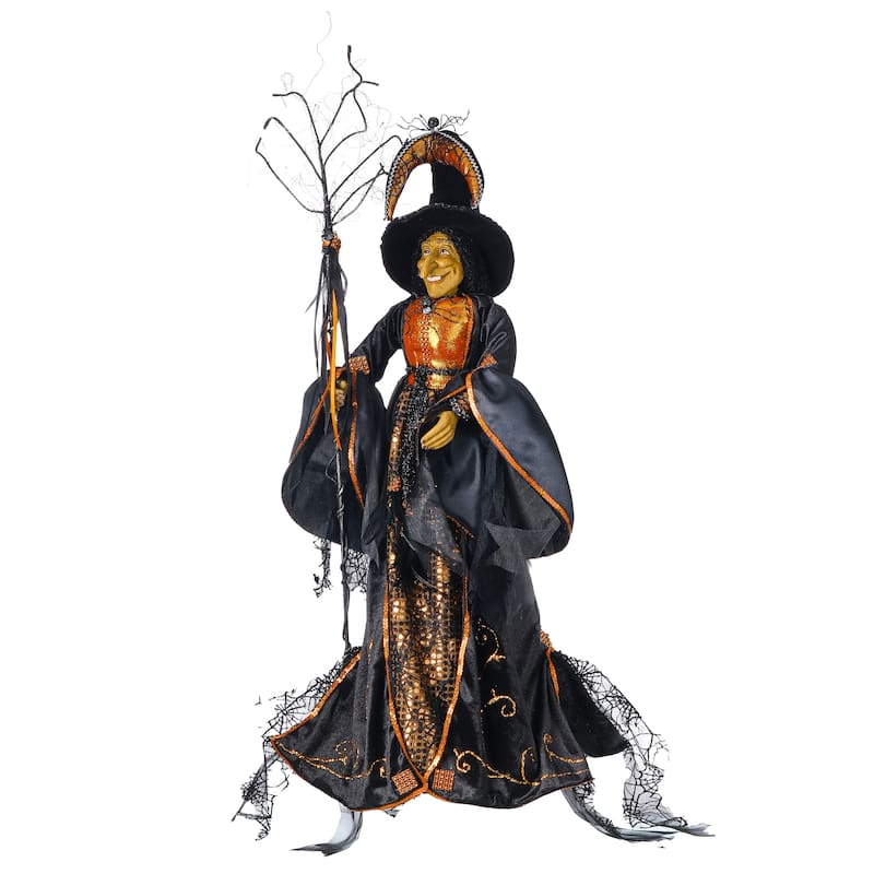 37" Resin With Fabric Haunted Witch