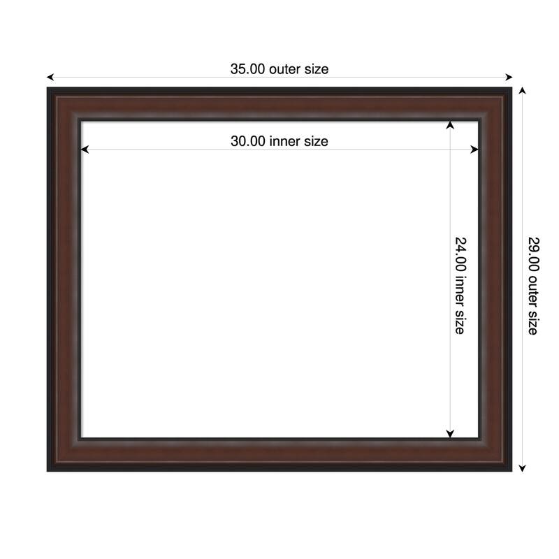 Amanti Art Harvard Walnut Framed Dry Erase Magnetic Board - 35 x 29 in