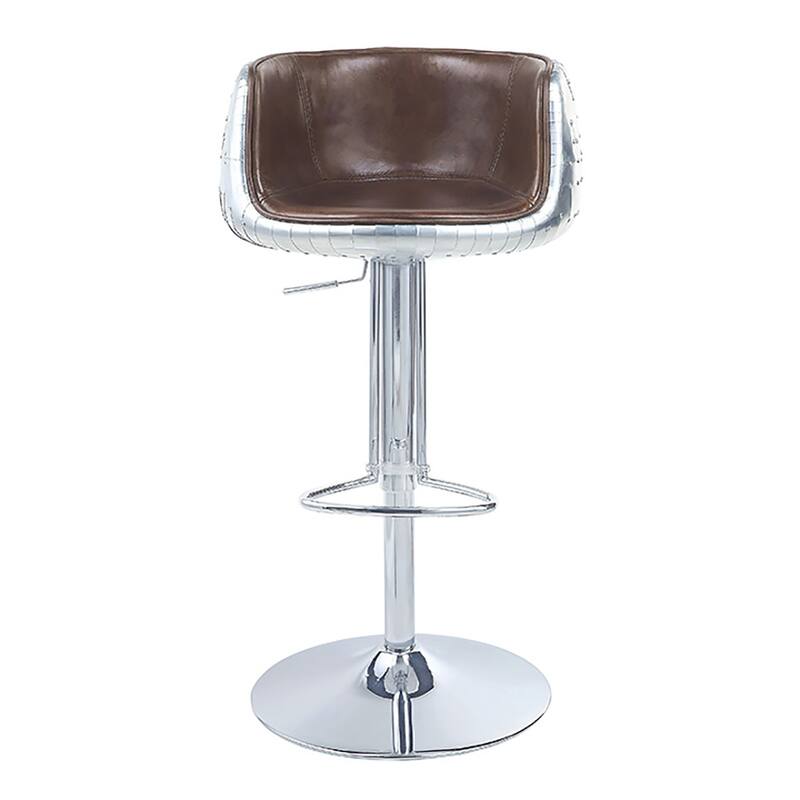 Vintage Brown and Aluminum Swivel Adjustable Stool