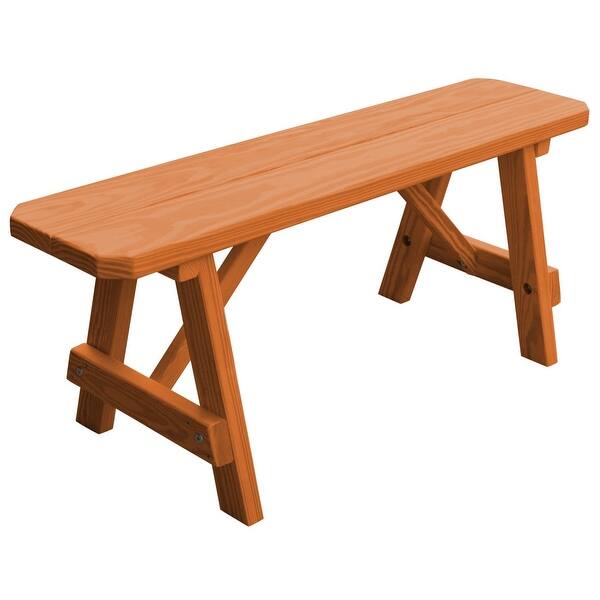 slide 2 of 9, Pressure Treated Pine 4' Traditional Bench Cedar Stain