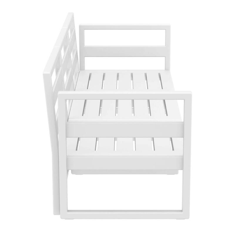 79" White Outdoor Patio Sofa with Sunbrella Natural Beige Cushion