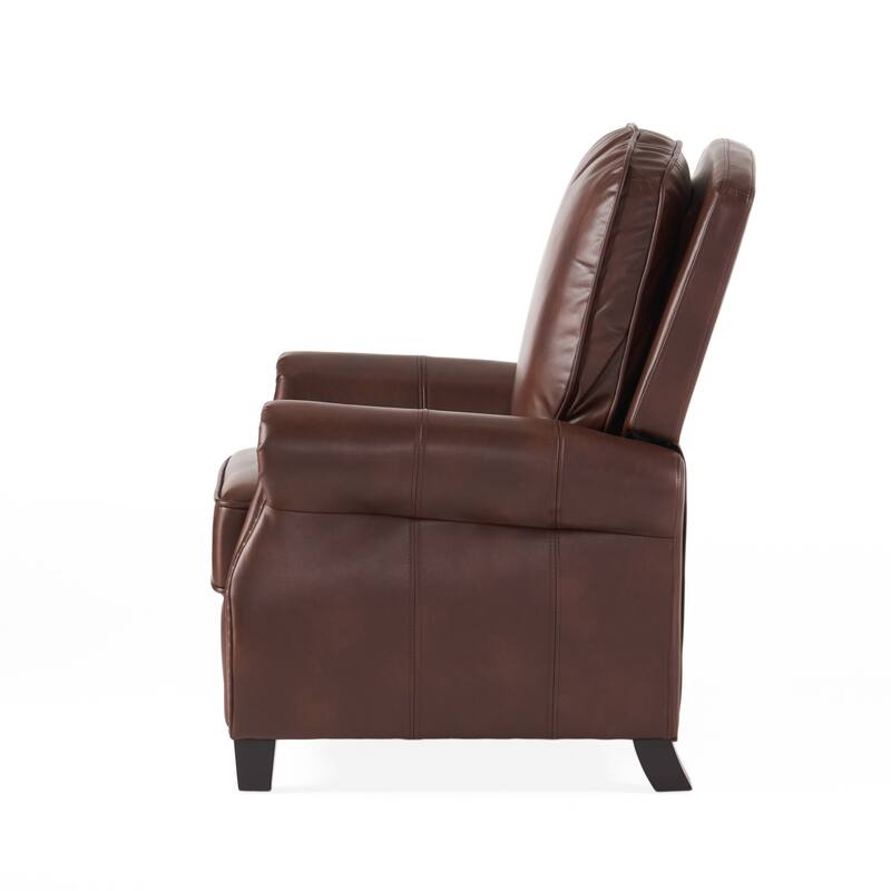 Pushback Recliner Chair, Faux Leather Armchair Push Back Recliner with Rivet Decoration Single Sofa Accent Chair