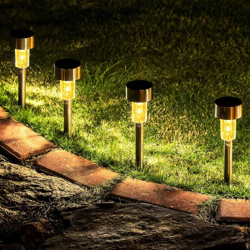 16 Pack Outdoor Waterproof Stainless Steel LED Solar Path Lights