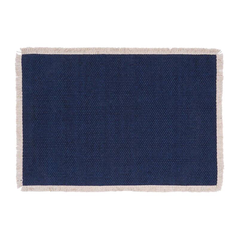 Fringed Vintage Indigo Placemats Set of 6, 14" x 20"