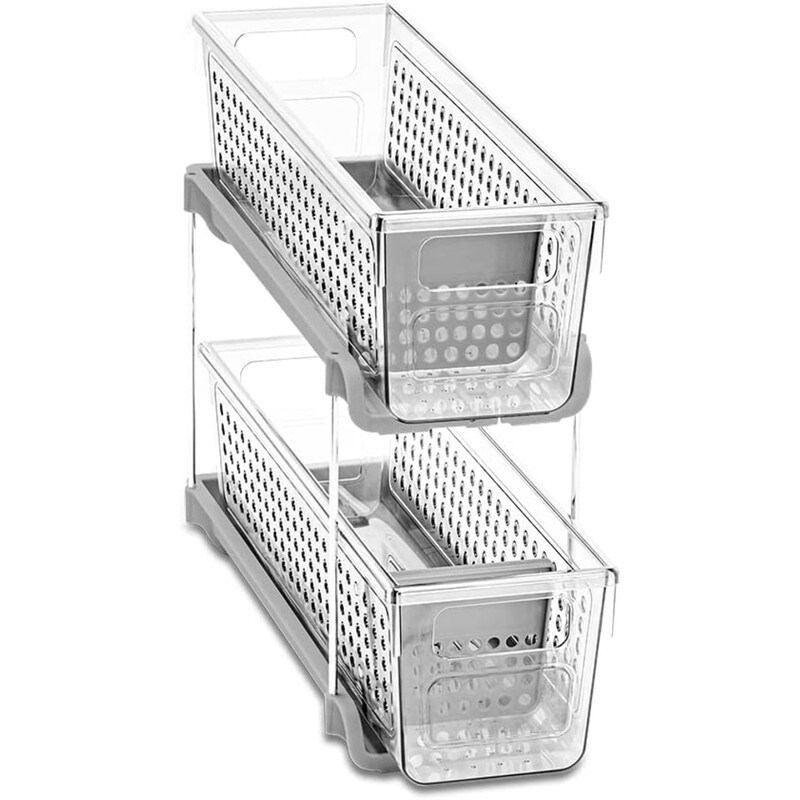 Mini Two-Tier Organizer with Dividers Frost/Gray - Madesmart